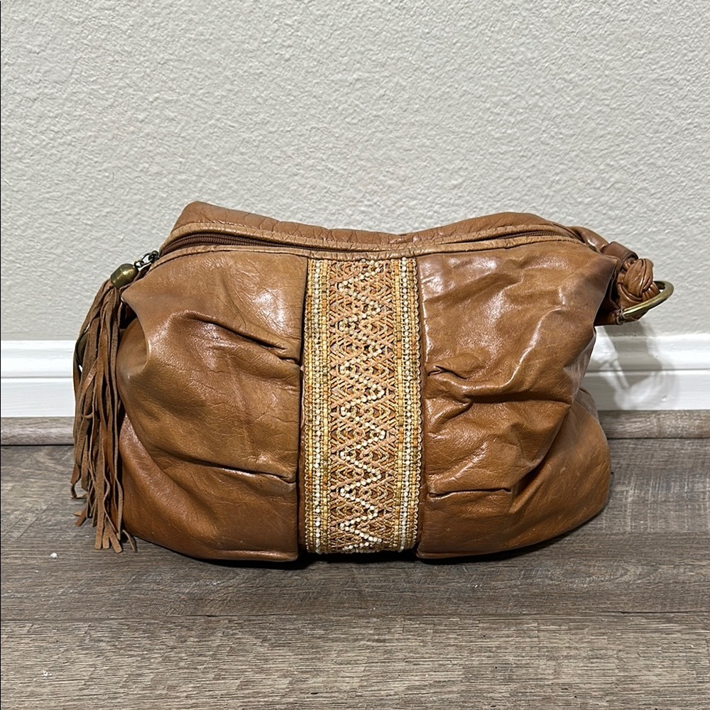 Elaine Turner Brown Shoulder Bag with Bohemian Flair